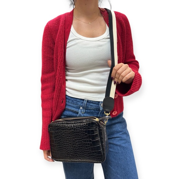 Clare V. 'Marisol' Crossbody Bag in Black Croco - Picture 2 of 6